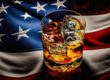 american flag behind alcoholic drink
